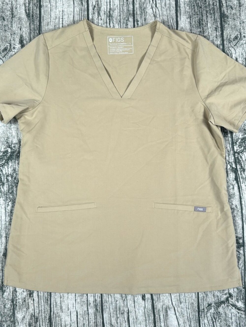 FIGS FW1100 Womens Scrub Top L PO#2413 Sandstone Slim Fit V-Neck